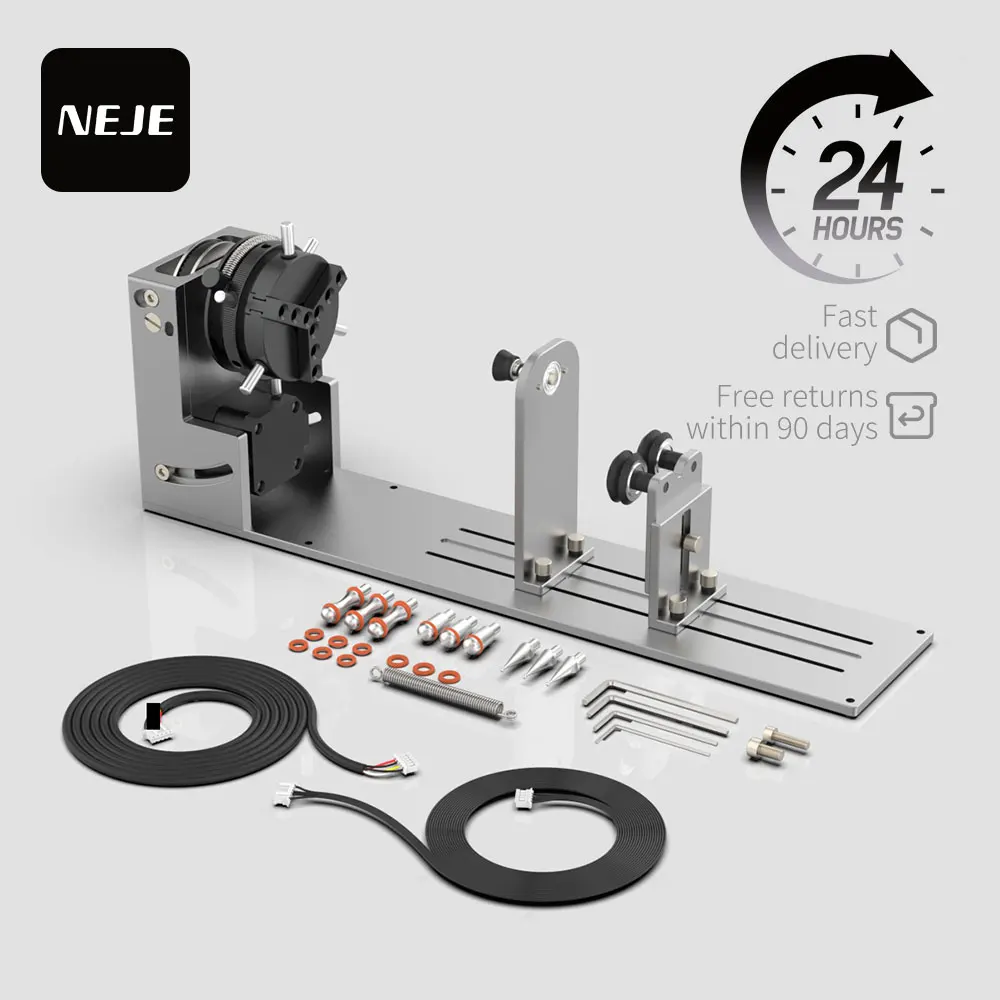 2025 Upgraded NEJE R6 9-in-1 Micron-Level Rotary Attachment — A-Axis Quick Operation Chuck / Roller Rotary