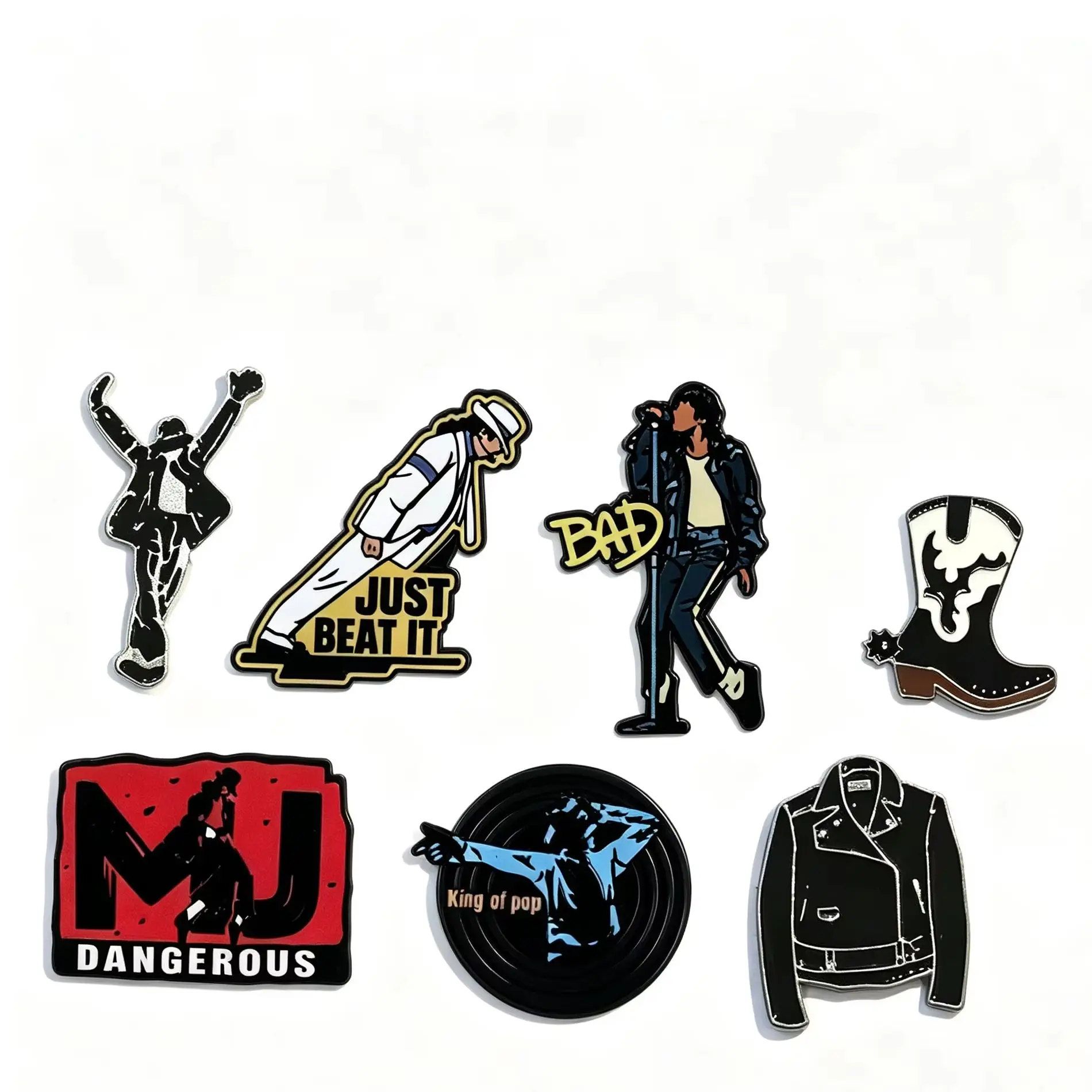 7 Styles Michael Jackson Pin MJ Hip Hop Rock Band Badge Guitarist Enamel Pin Music Brooch Jewelry Fans Gift Fun Backpack Decor