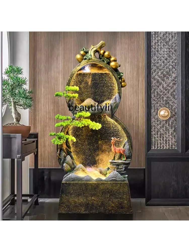 Chinese Gourd Water Curtain Wall Water Fountain Decoration Lucky Living Room Entrance Courtyard Decoration