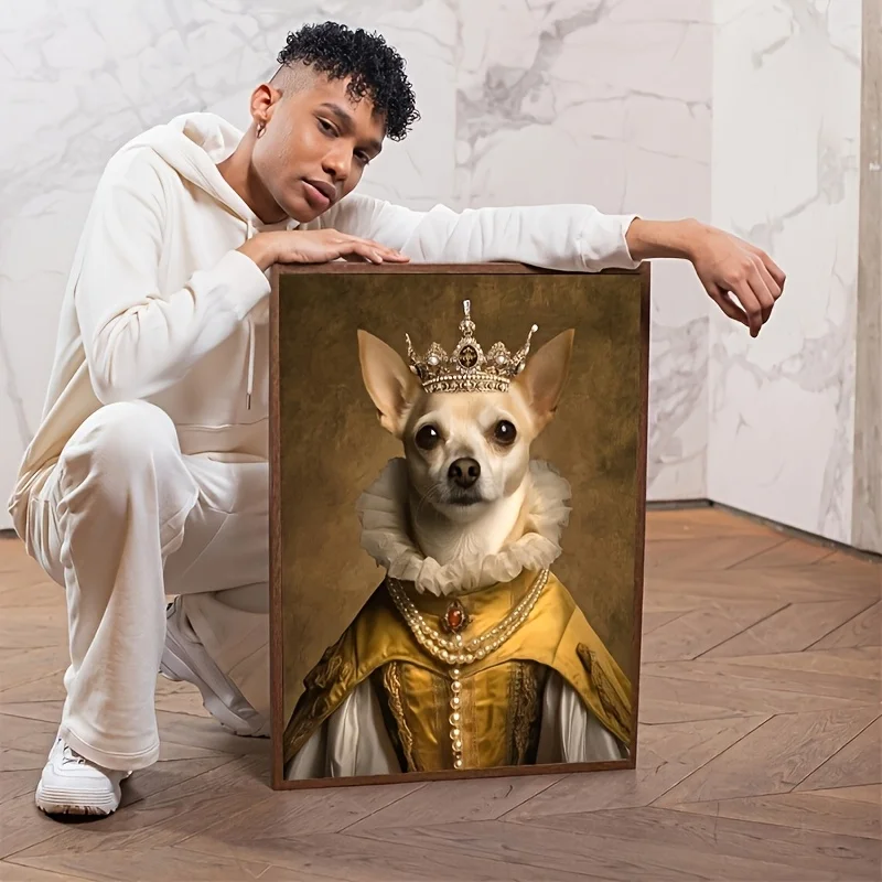 1pc Personalized Pet Portrait Custom Framed Poster - Royal Style Suitable for Pets Suitable for Halloween & Christmas Gifts,