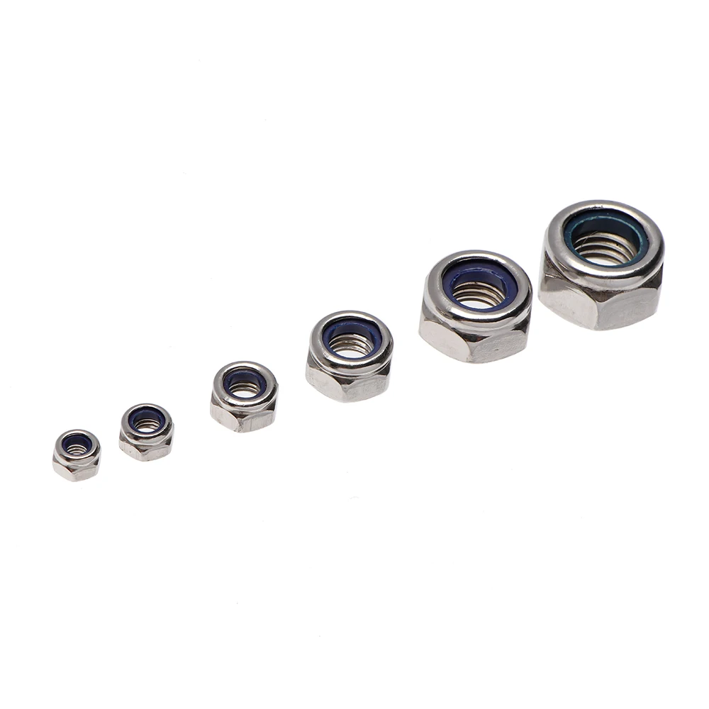 150/182Pcs M3 M4 M5 M6 M8 M10 M12 Nylon Self-Locking Nuts 304สแตนเลสสตีล Hex หกเหลี่ยม Self Locking Nut Assortment Kit