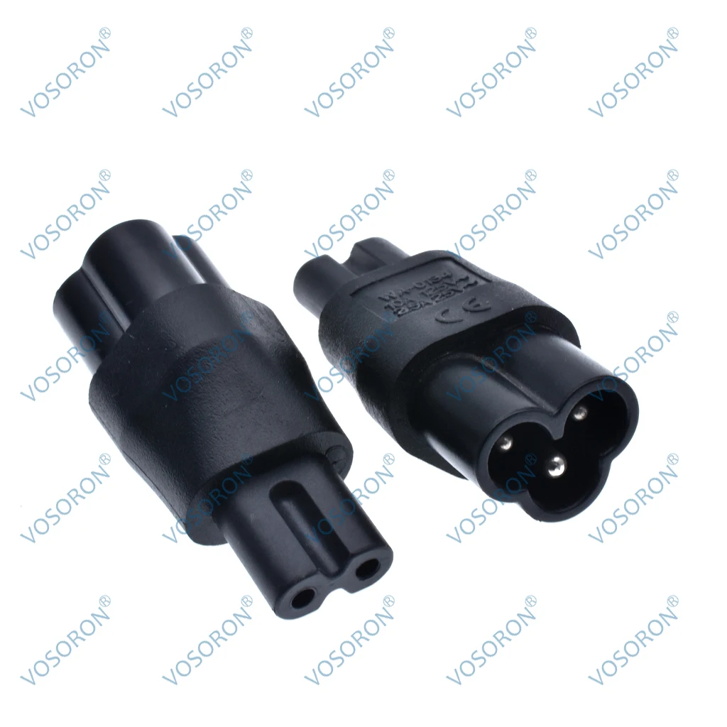 

IEC320 C6 «папа» на C7 «мама» адаптер переменного тока, удлинитель питания, 3-контактный разъем «мама» на 2-контактный разъем «папа» для ПК, ноутбука