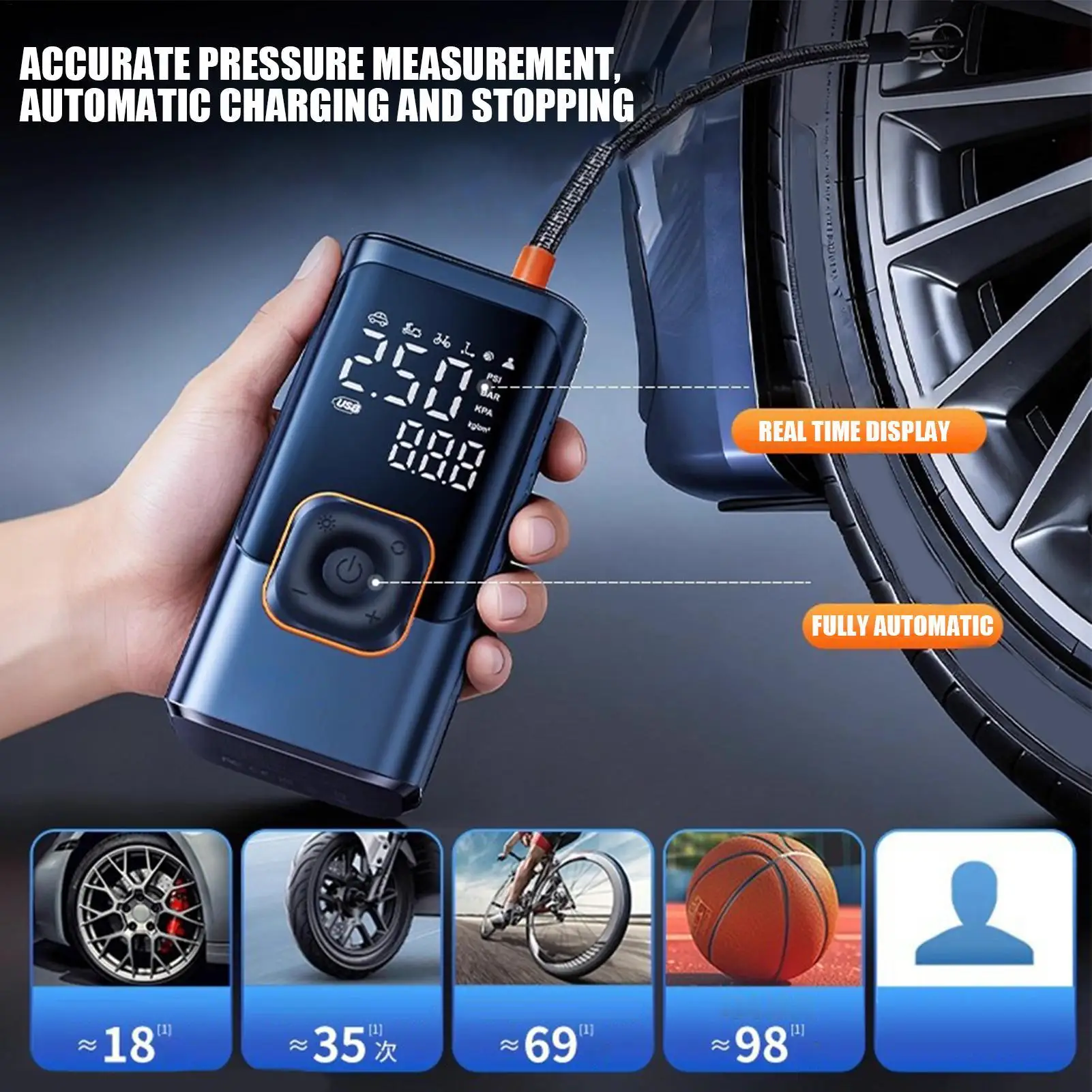 

Electric Tire Inflator Air Compressor Portable Air Pump for Car Motorcycle Bike Fast Inflation for Tires & Ball Inflatables