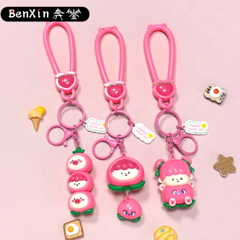 سلاسل مفاتيح دمية فتاة الفاكهة الإبداعية واللطيفة من مينسو، ومعلقات الحقائب، ومعلقات سلسلة مفاتيح السيارة، وهدايا الأطفال