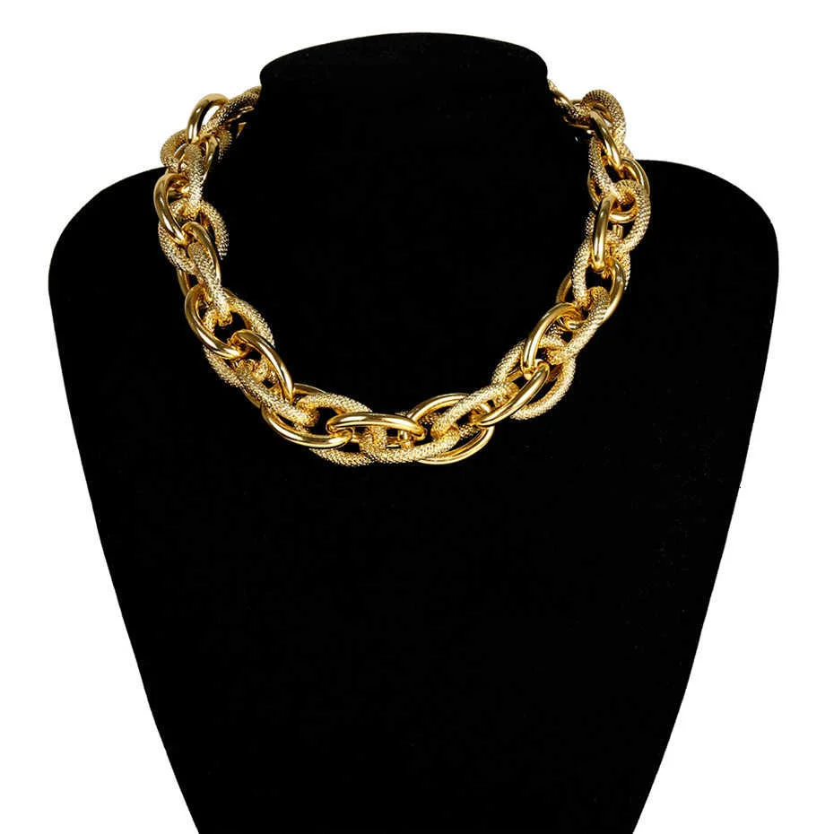 Hohe Qualität Punk-Lock Choker Halskette Anhänger Frauen Kragen Erklärung Marke Gold Farbe Chunky Dicke Kette Halskette Steampunk Männer – Detail 8