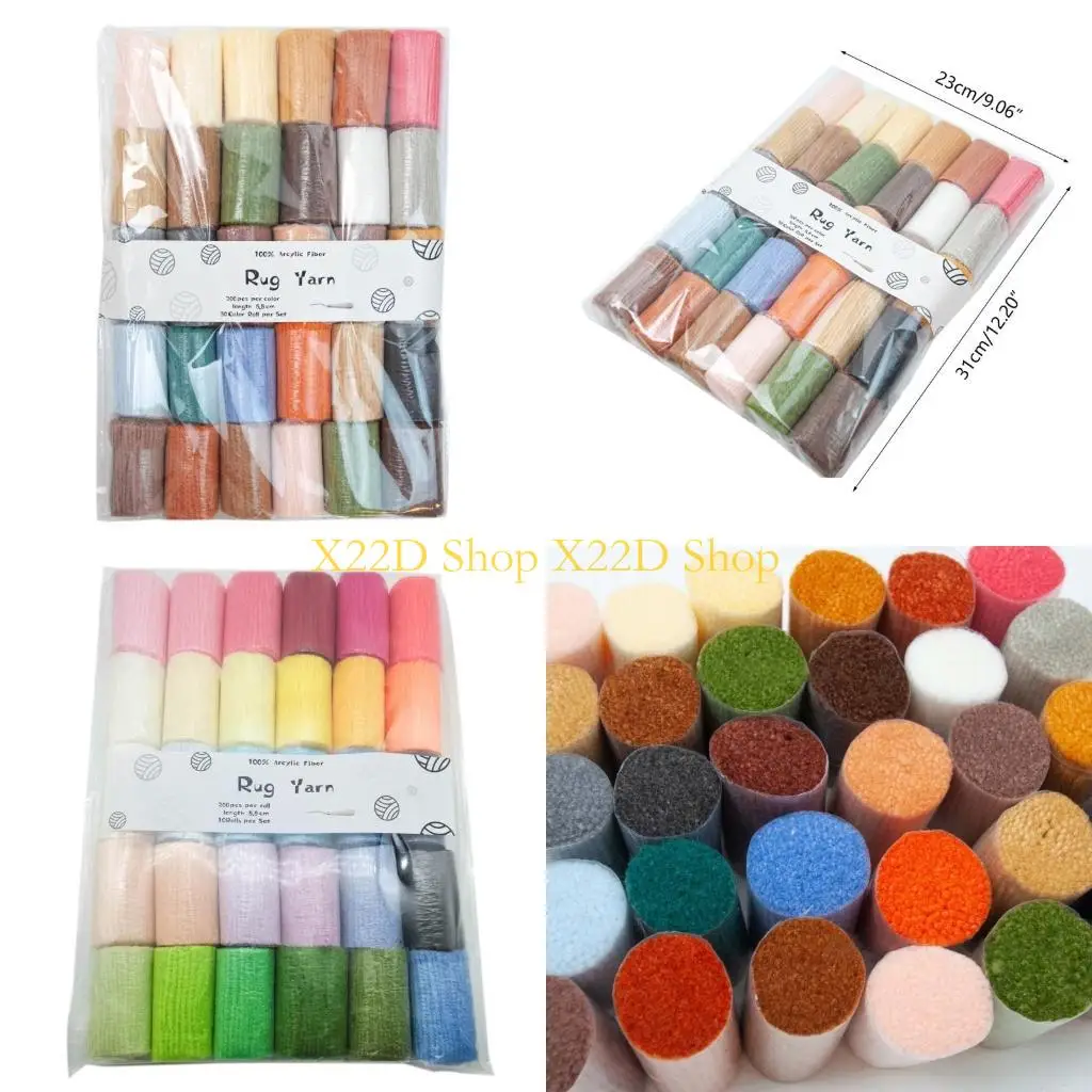 

X22D 30 Assorted Color Latchs Pre-Cut Wool Yarn Set Colorful Sewing Yarn Thread