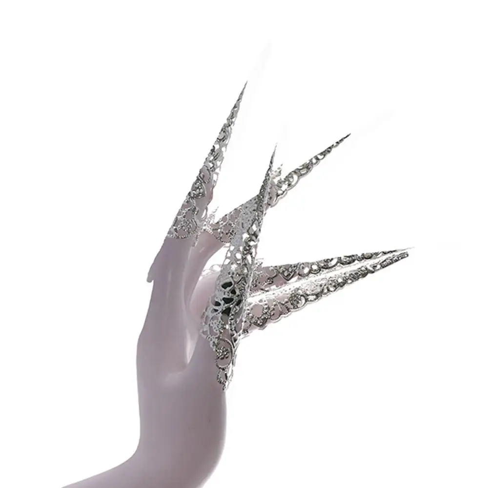 Anelli per unghie della regina antica in stile antico floreale Set Accessori per la danza del ventre Anelli per nocche con protezione della punta delle dita