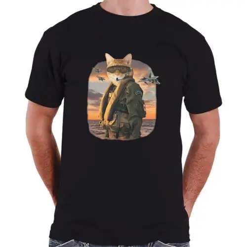 Komik kedi hava kuvvetleri Pilot hediye F22 Raptor Pilot 2 T-Shirt boyutu S-3XL