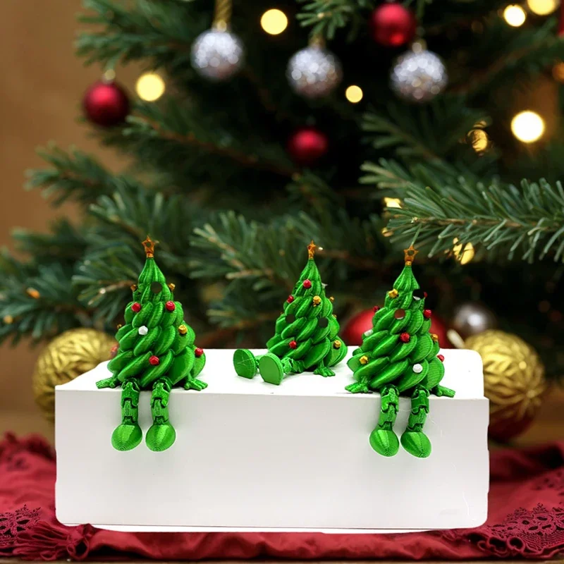 Cute 3D Printed Christmas Desktop Ornaments, Colorful Movable Shaped Ornaments Christmas Gift