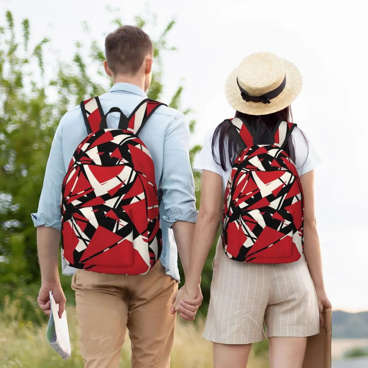 

EVH Authentic Stripes Design Student Backpack School Bag Hiking Travel Daypack for Men Women Bookbag Shoulder Bags