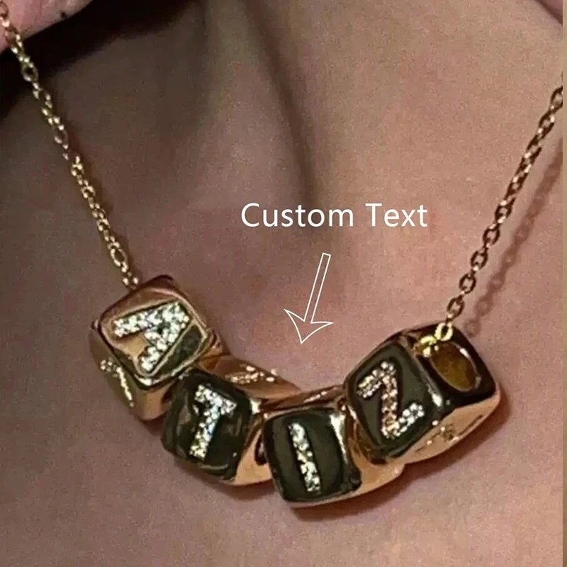 Custom DIY Letter Necklace For Women Fashion Dice Beads Name Pendant Mama Jewelry Gift