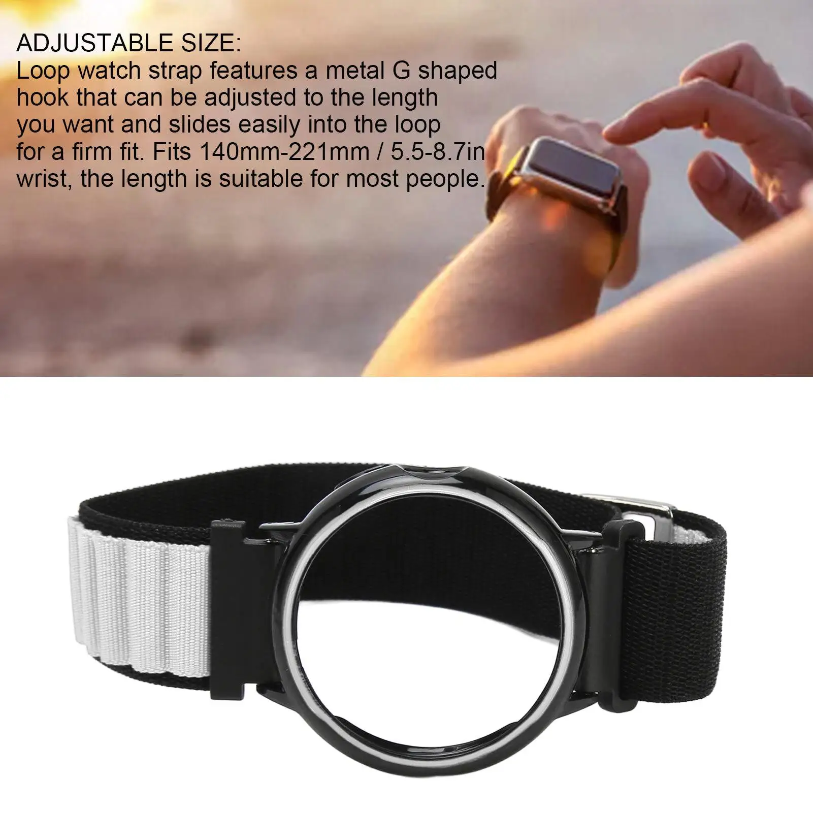 حزام ساعة منسوج من النايلون المطاطي مع حافظة ممتصة للصدمات من البلاستيك لخيارات الألوان الأبيض والأسود المتوافقة مع Google Pixel