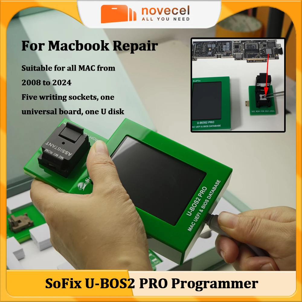 

SoFix U-BOS2 PRO программатор EFI ремонт прошивки SPI ROM записывающее устройство типа C 5 В светодиодный сенсорный программатор для материнской платы MacBook 2008-2024