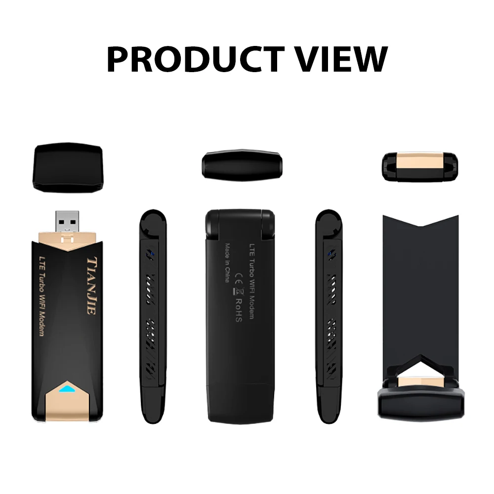 TIANJIE UF909 Modem USB 4G dengan hotspot Wi-Fi, Router slot kartu SIM 270 °   Antena Lipat, Dongle Ufi internet berkecepatan tinggi 150Mbps