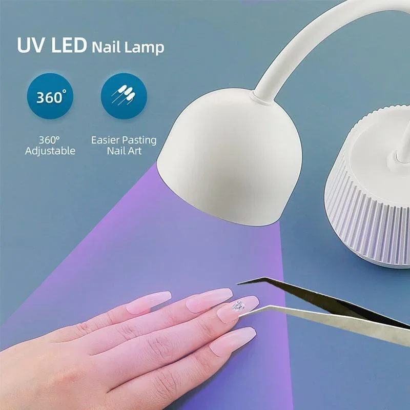 مصباح أظافر LED صغير بالأشعة فوق البنفسجية بقدرة 24 وات قابل للانحناء وسريع الجفاف للعلاج بالضوء لأظافر الجل