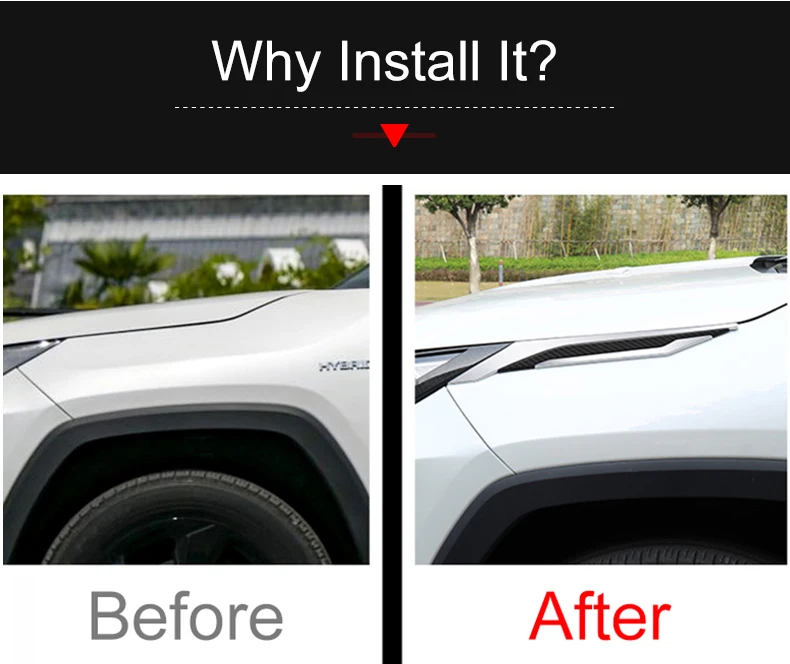 Für Toyota RAV4 XA50 2019 2020 2021 2022 2023 2024 2025 Hybrid Auto Blatt Bord Dekoration Auf Shark Gills Seite trim Streifen Aufkleber – Detail 2