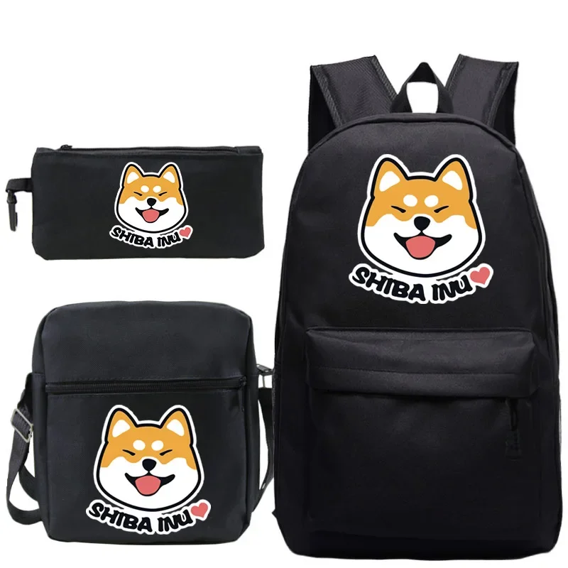 

Shiba Inu Backpack For Boys Girls School Bags Men Women Laptop Rucksack for Teens 3 Pcs/Set Book Knapsack School Gift Mochilas