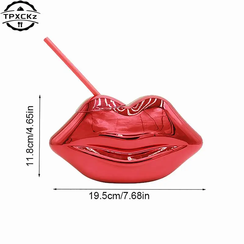 700ML Unique Lip-Shaped Cups With Straw Cocktail Cup Nightclub Bar Party Flashlight Straw Wine Glass Drinking Syrup Tea Bottle