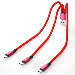 20cm/116cm 3 in 1 Quick Charging Cord USB to 3x Type-C Connectors Charger Cable 5V Multiple Type-C Port Charging Line