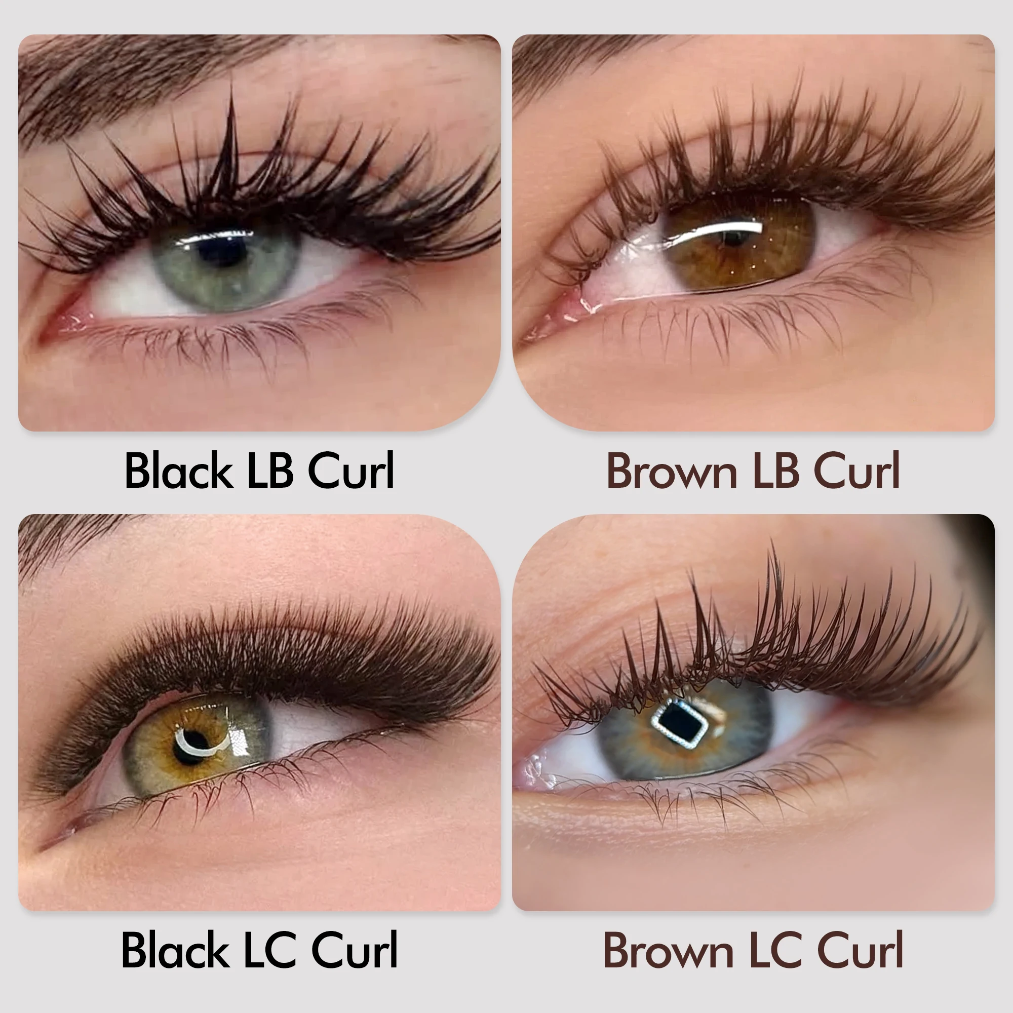 아보니 LB LC 컬 브라운 인조 속눈썹 페이크 밍크 소프트 이지 팬 블랙 개별 속눈썹 라... - 5