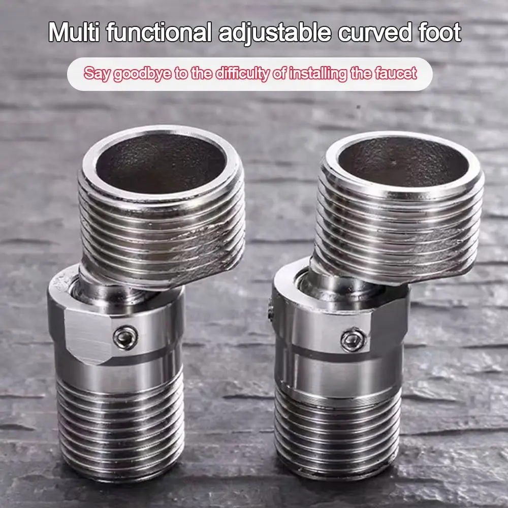 Stainless Steel Angled Curved Foot Angle Adjustment Wall Mounted Shower Faucet Adapter 360° Rotatable Connecting Accessories