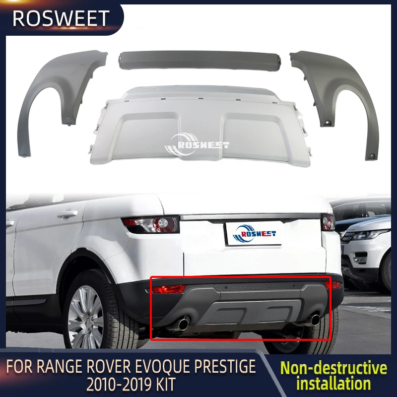 Rear Bumper Insert Tail Throat Exhaust For Land Rover Range Rover Evoque Prestige Version 2010-2019 Grey Style Car Accessories