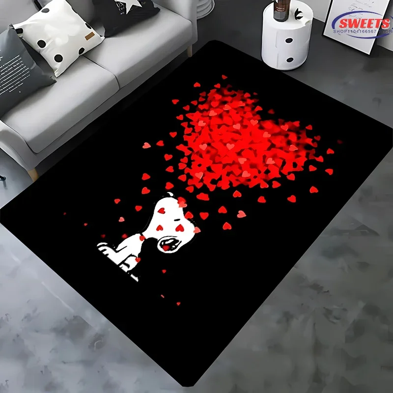 3D HD Printing Snoopy Cartoon Area Carpet, Rug for Living Room Bedroom Sofa Kitchen Doormat Decor, Kid‘s Non-slip Floor Mat Gift