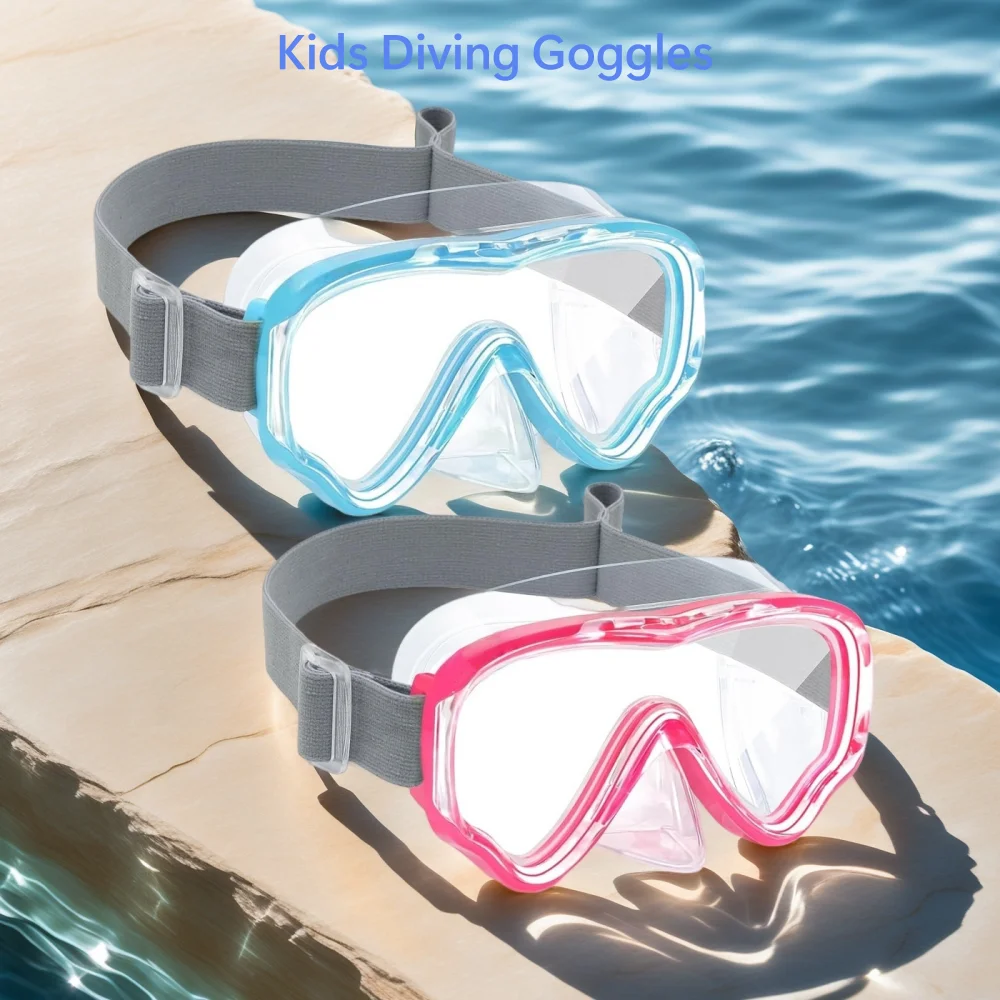 Gafas para niños con cubierta para la nariz, máscara de buceo, correa de tela elástica, lente antirrotura para niños, gafas de natación para niños de 3 a 14 años