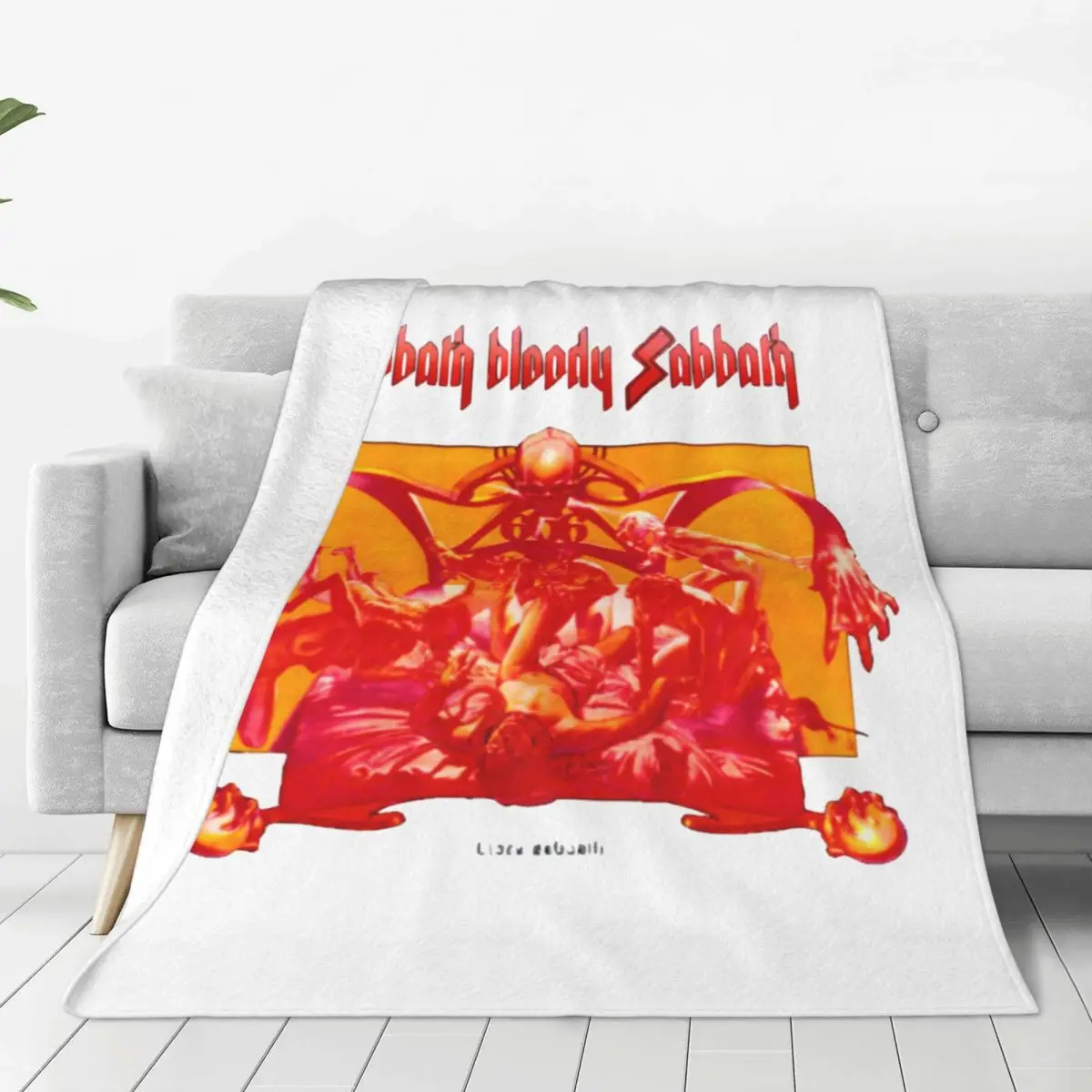 Blood Fire Hell Black Knitted Blankets Fleece Rock Band Sabbath Lightweight Thin Throw Blanket for Bedroom Sofa Bedroom Quilt