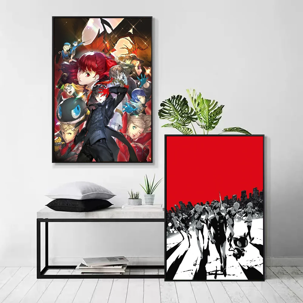 1pc Game Persona 5 Poster Self-adhesive Art Waterproof Paper Sticker Coffee House Bar Room Wall Decor