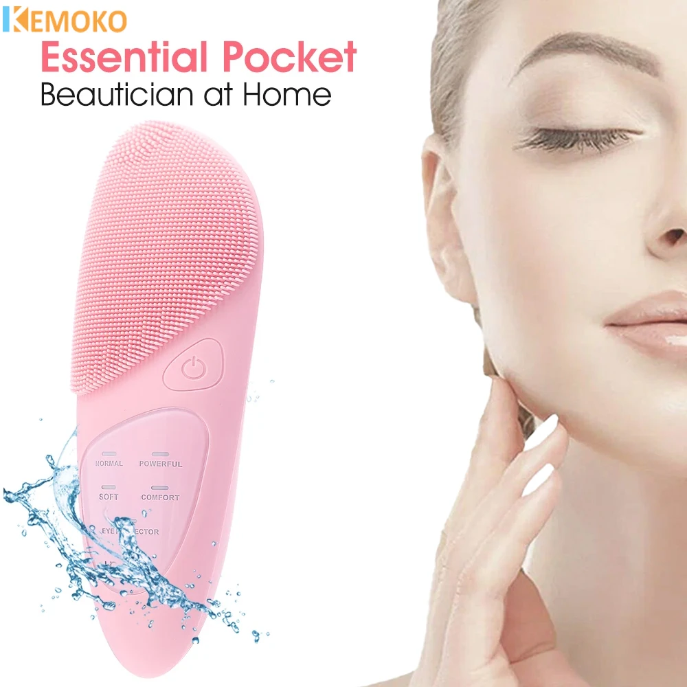 

Силиконовая электрическая щетка для очищения лица с 4 режимами очистки, IPX7 Глубокая очистка лица, вибромассажер для отшелушивания глаз и лица