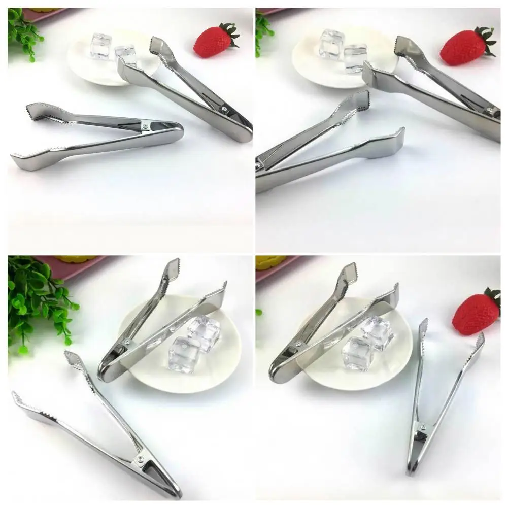 304 Stainless Steel Serrated Ice Cube Clip Multifunctional Rust-proof Food Clip Anti-skid Portable Serving Tongs Barbecue Clip