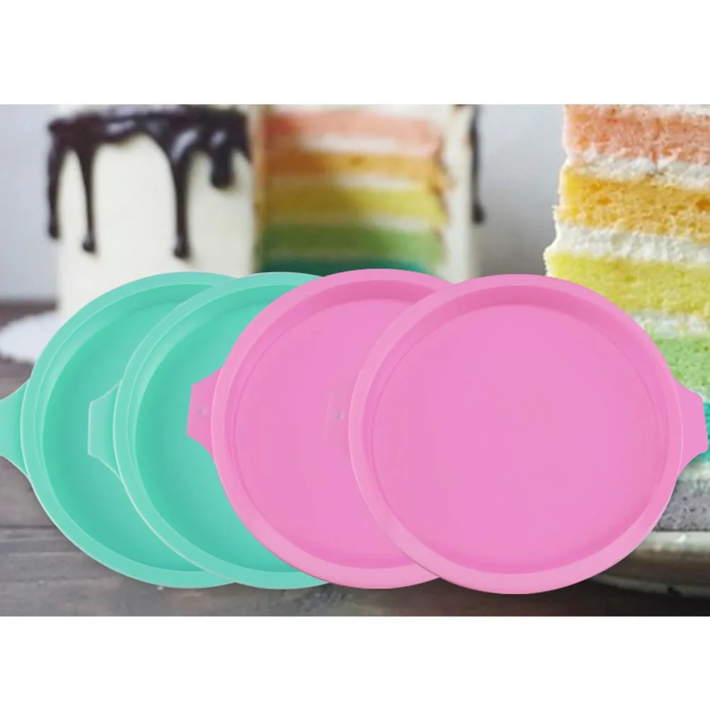 4 قطعة قالب الكعكة السيليكون 6 بوصة قوس قزح الطبقات غير عصا الخبز عموم للمنزل المطبخ سهلة Demoulding كعكة صنع أداة