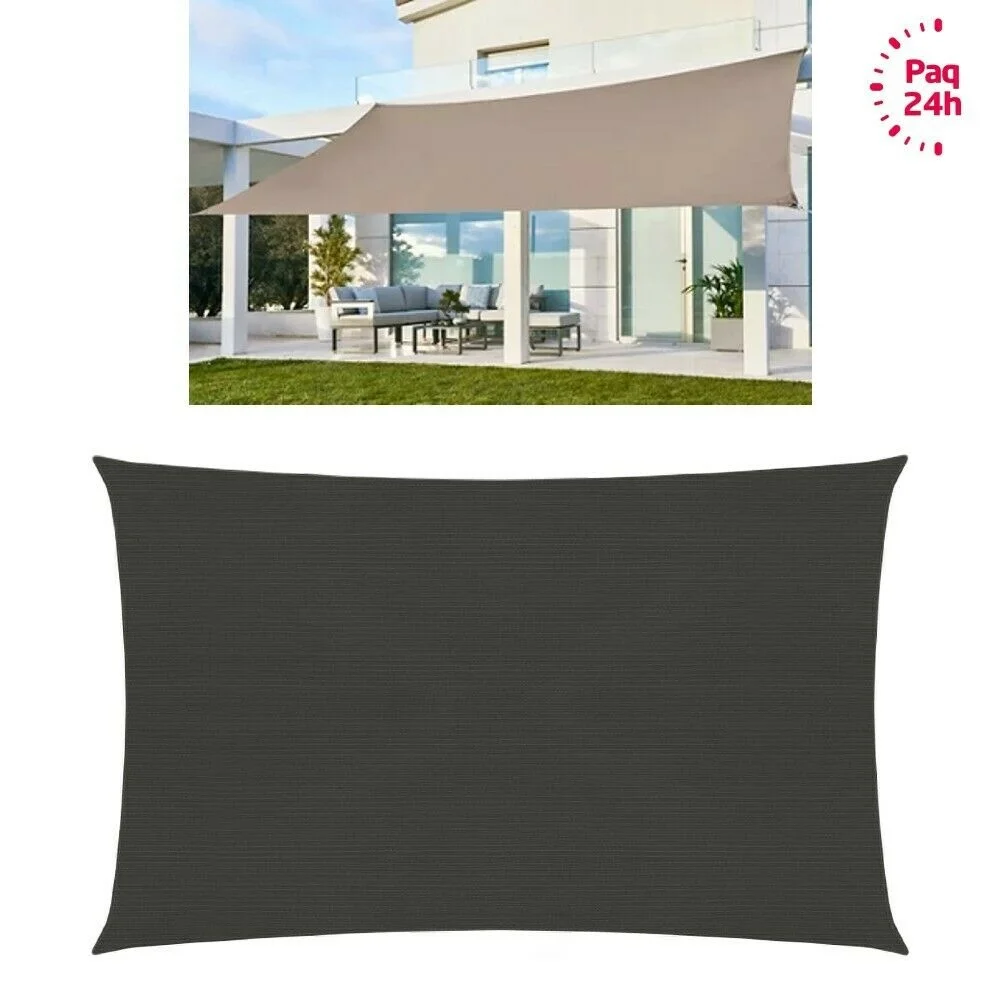 Toldo de Vela rectangular 2x3 3x4 Metros topo gris + bolsa Vela Sombra exterior