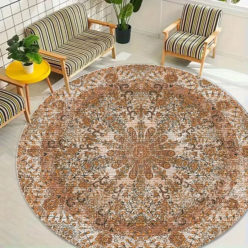 1pc Retro European Floral Mat Vintage Bohemian Living Room Bedroom Kitchen Camping Entrance Door Picnic Pool Holiday Decoration