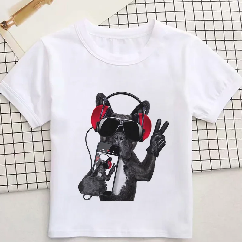 Summer Children Clothing Boys White T Shirt Korean Design T-Shirt Kids Spoof Animal Print Casual And Lovely T-Shirt Girl