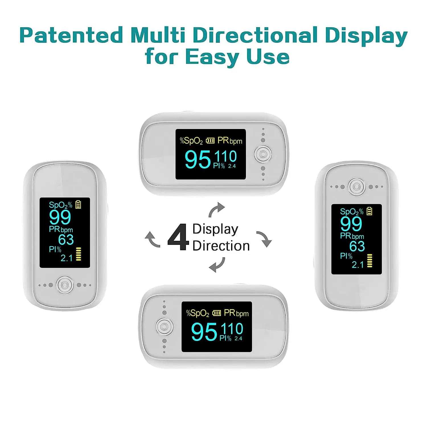 Oxygen Meter Finger Pulse Oximeter Konsung Pulse Oximeter Fingertip Blood Oxygen Saturation Monitor Included Batteries K01T