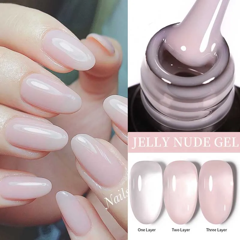 LILYCUTE Jelly Nude Gel Nail Polish Translucent Color Gel Vernis Semi Permanent Gel Varnish Pink Transparent Nail Art Varnish