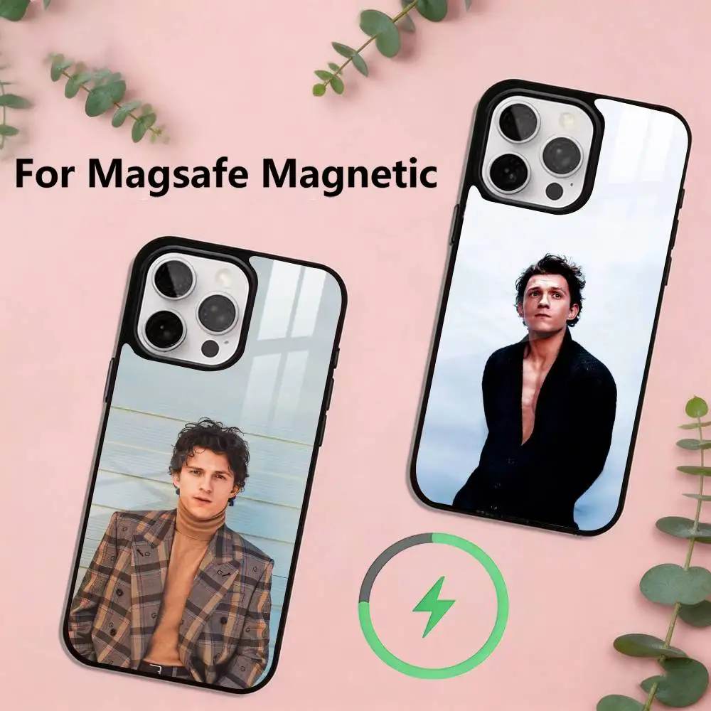 

Tom Holland British Actor Phone Case Magnetic with Magsafe Wireless Charging For iPhone17,16,15,14,13,12,11 Plus,Pro