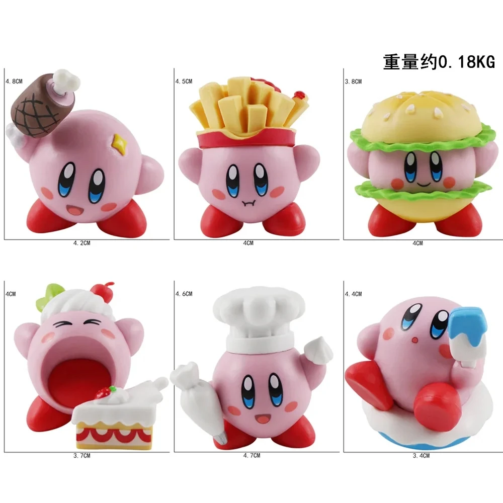 6 unids/set Kirby pastel decoración comida vinilo muñeca figura juguetes regalos para niños