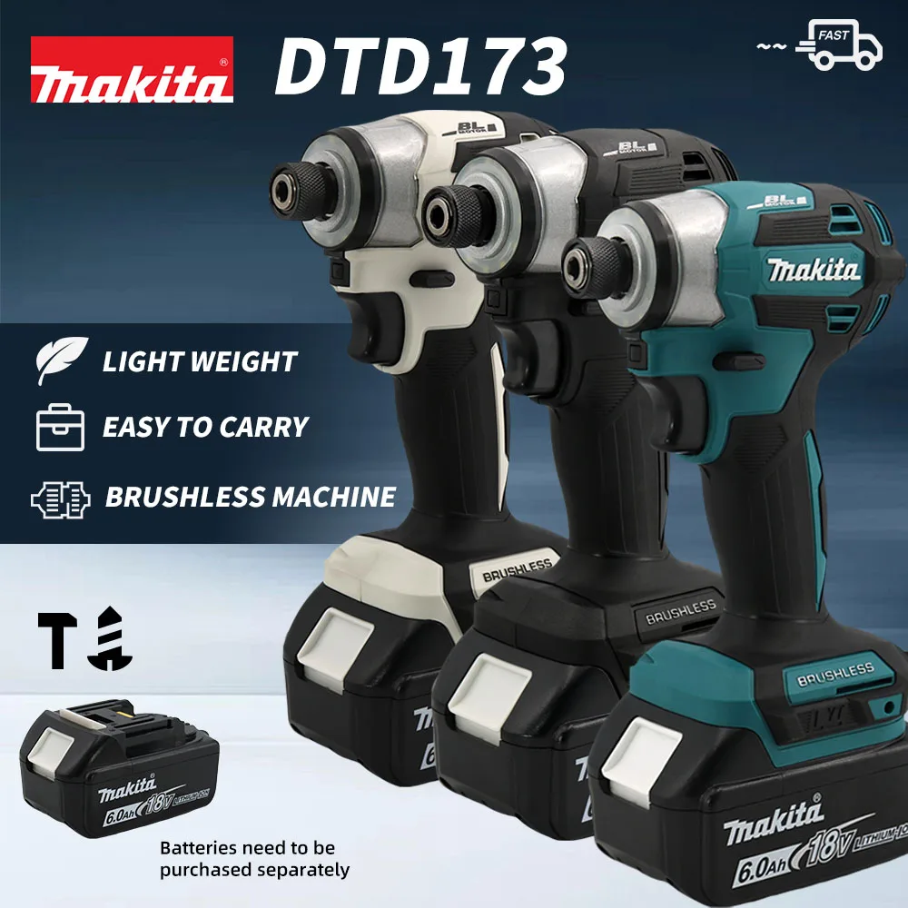 Imagem -05 - Makita-brushless Cordless Impact Screwdriver Dtd173 Bateria de Lítio 18v Velocidade 3600rpm Furadeira Elétrica Doméstica Ferramentas Elétricas