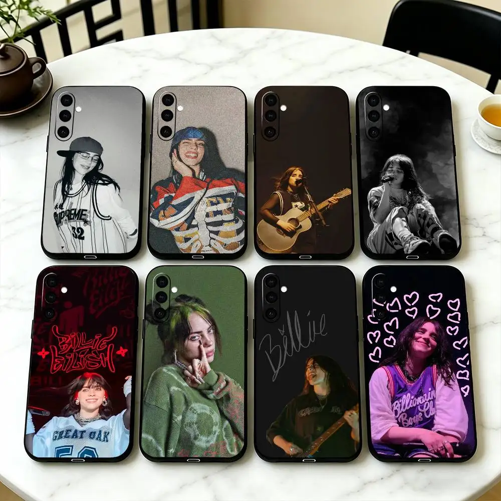 Funda de silicona suave negra para teléfono de la joven y poderosa cantante-B-Billie Eilish para Samsung Galaxy A73,A72,A71,A70,A53,A52,A51