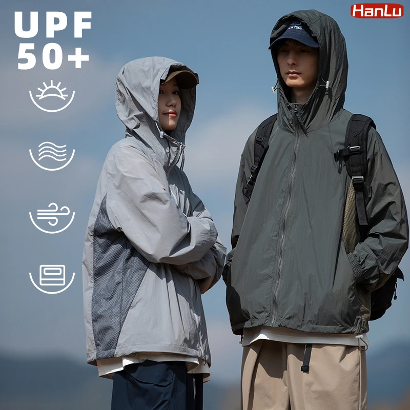 

Unisex Lightweight Jackets Oversized Coat Trend Outdoor Climb Running Casual UV Resistant Breathable Hooded Sunscreen Clothing