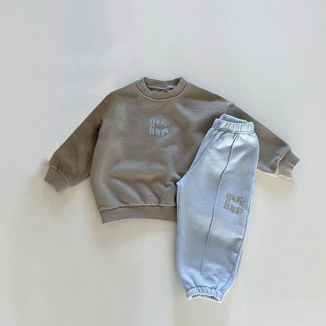 Autumn Letter Print Tracksuit Boy Children Fashion Sweatshirt Set Girl Baby Cotton Loose Casual Sports Tops + Pencil Pants 2pcs