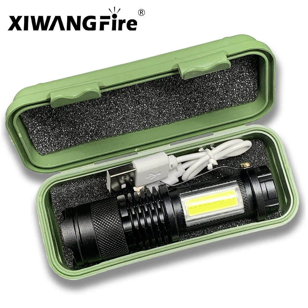 Portable LED Flashlight XPE COB Light Rechargeable Flashlight Built-in Battery Zoom Flashlight 3 Mode Anti-slip And Water