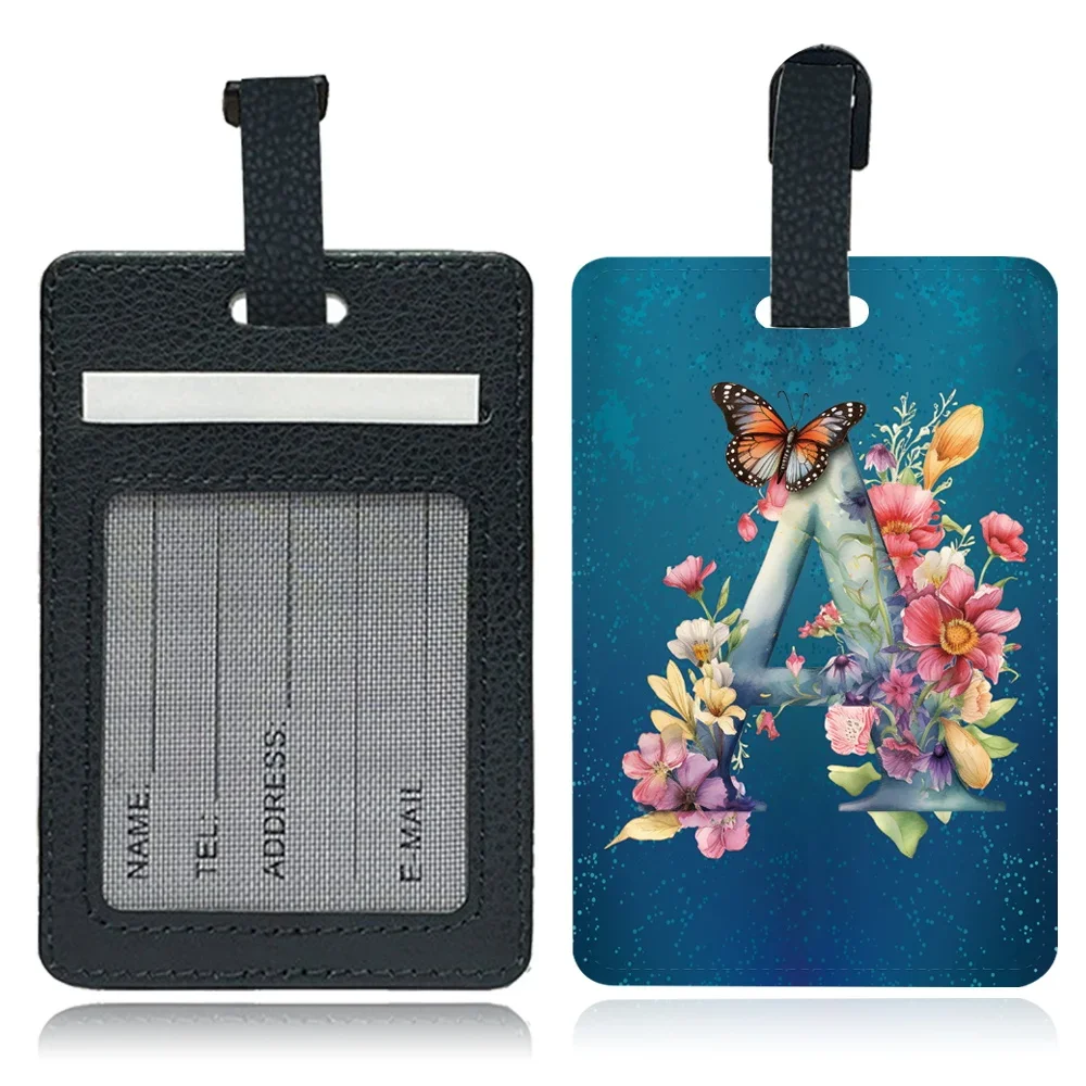 Travel Luggage Tag Pass Pu Personalized Luggage Boarding Portable Travel Accessories ID Name Address Butterfly Letter Pattern