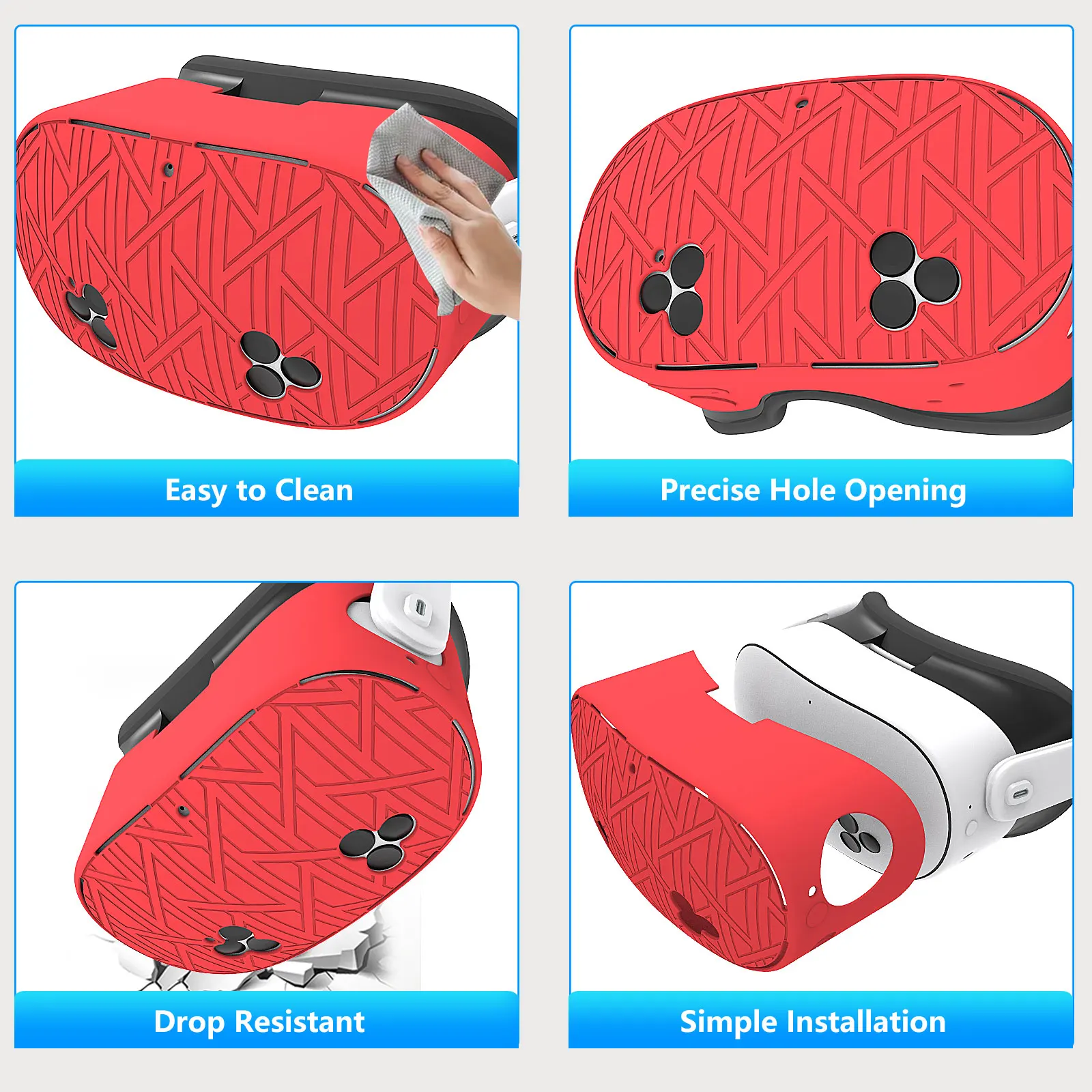لـ Meta Quest3S حافظة حماية من السيليكون Quest3s سيليكون 7 قطع ملحق Quest3S مقبض طويل