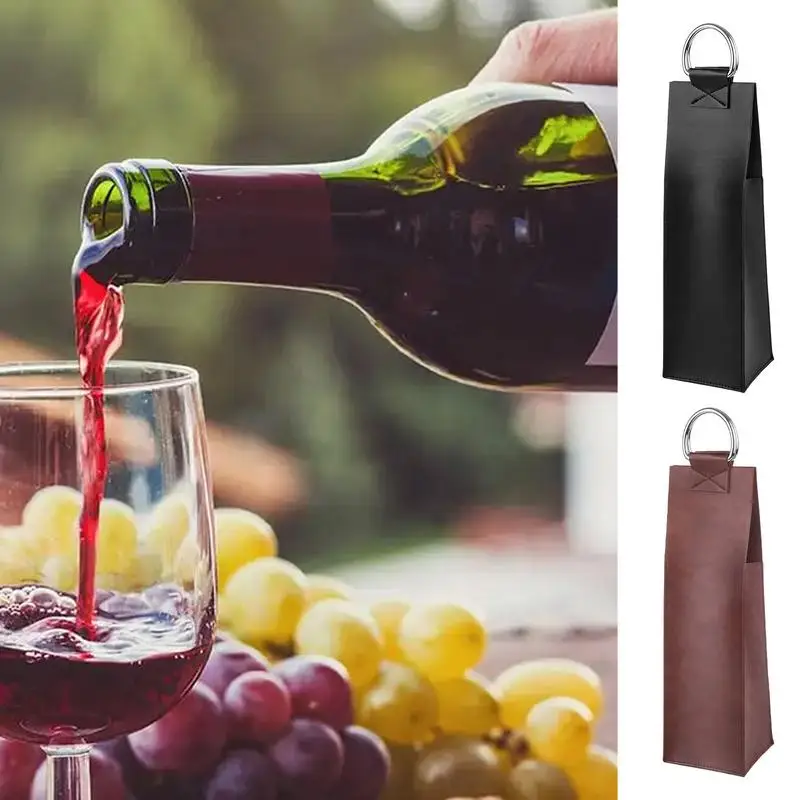 

Wine Tote Bag PU Leather Beer Tote Bag Reusable Champagne Carrier Purse Wine Protector Home Storage For Champagne Whiskey Beer