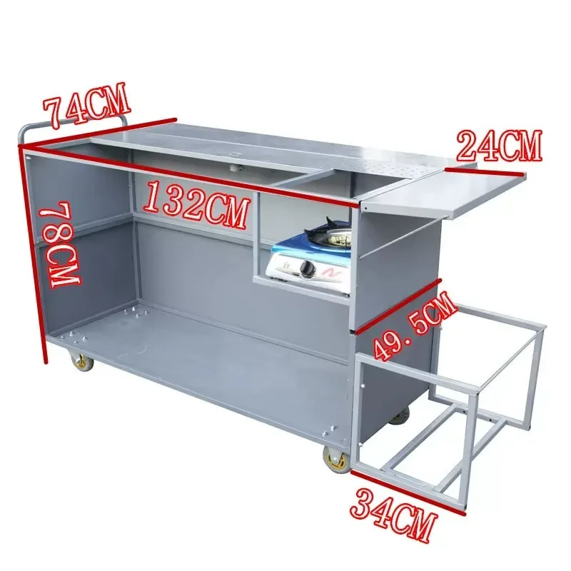 Barbecue cart Multifunctional barbecue truck Commercial stall truck Mobile hand push Snack cart Fried Oden cooking equipment