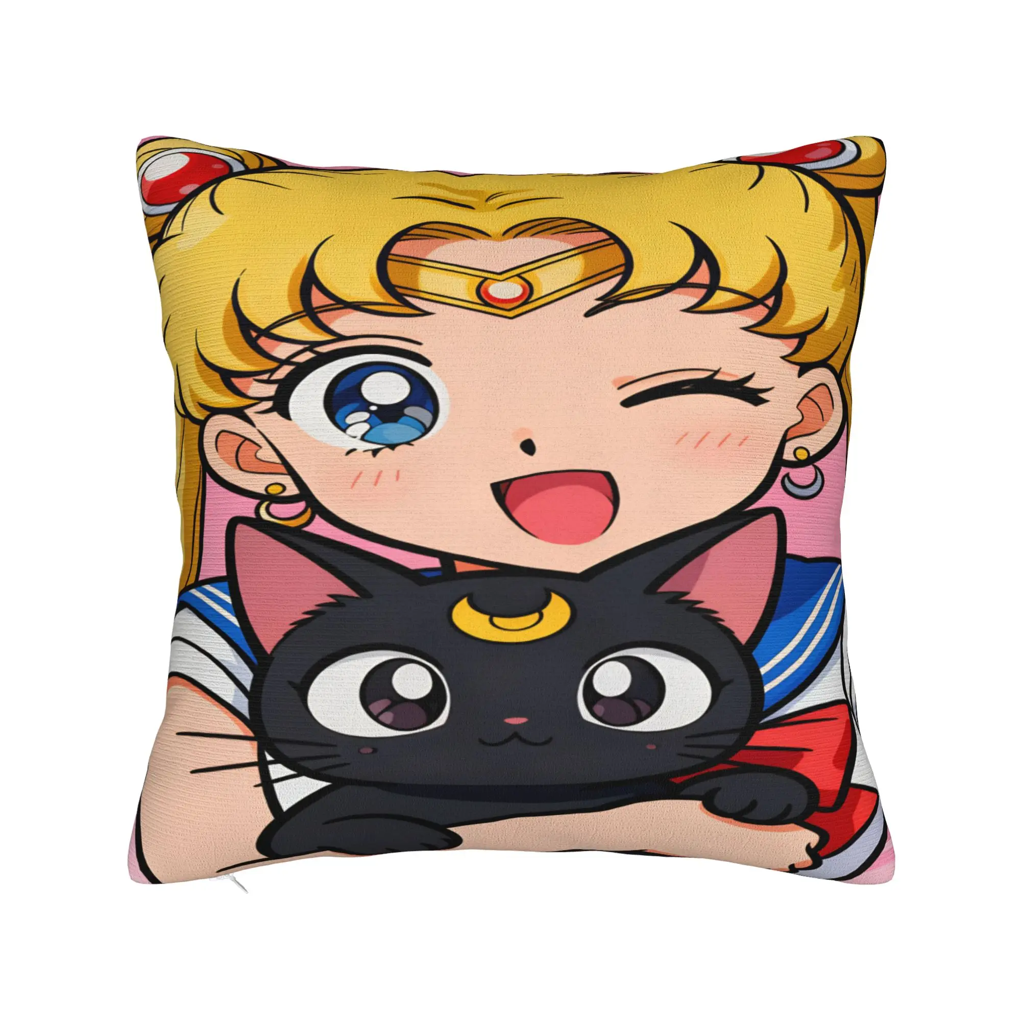 S-Sailor Moons Pillow Cover  Comfy Cushion Cover Kawaii Pillow Case For Living Room Sofa